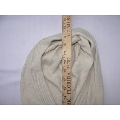 Madewell Women XL Relaxed Knit Hoodie Cream Olive Green Striped Pullover Sweater - Thumbnail 4