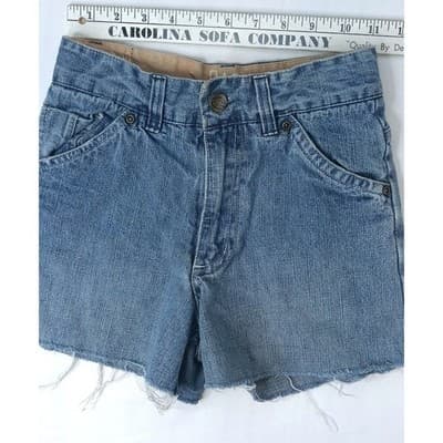 Youth Dickies Denim Cutoff Shorts Little Girls Size 10 Light Wash Frayed Hem - Thumbnail 4