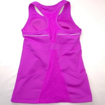 Athleta Womens Purple Racerback Workout Tank Top Built-in Bra Style 819383 Small - Thumbnail 2