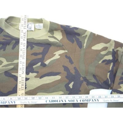 Vintage Duck Bay Camouflage Raglan Crewneck Sweatshirt Mens Medium Green Brown - Thumbnail 4
