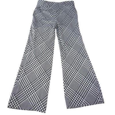 Chicos Black White Houndstooth Wide Leg Pants Pull On Size 00R US 2R - Thumbnail 3