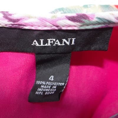 Alfani Womens Red Pink Purple Floral Ruffle Neck Chiffon Shift Dress Size 4 - Thumbnail 2