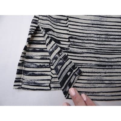 Vintage Alia Petites Women Size 8 Button Down Short Sleeve Striped Blouse Top - Thumbnail 5