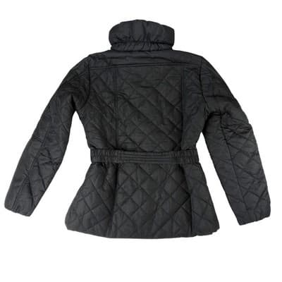 NWT Vintage Black Quilted Belted Puffer Jacket Stand Collar Full Zip Women's M - Thumbnail 6
