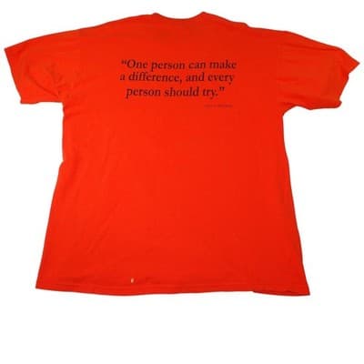 Vintage Orange T Shirt Shook Hardy & Bacon "One Person Can Make A Difference" XL - Thumbnail 4