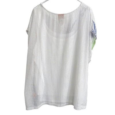 New w Tag Hearts of Palm Woman Blue Genie Top Tunic 3X Floral Tropical V-Neck - Thumbnail 3