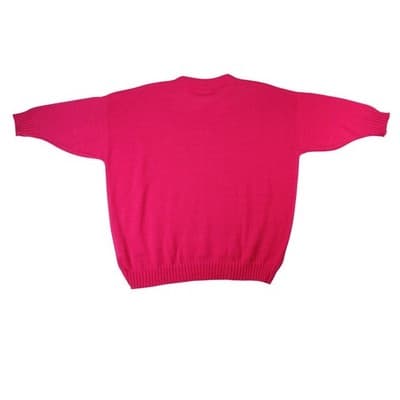 Vintage Justin Allen Women's Bright Pink Over-Sized Knit Sweater Made in USA - Thumbnail 4