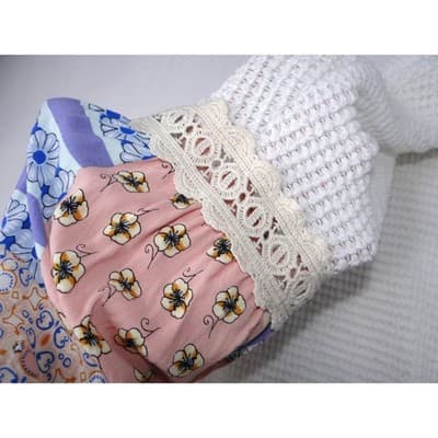 TRESICS White Waffle Knit Crochet Lace Patchwork Sleeve Sweater Women - Thumbnail 8