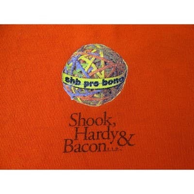 Vintage Orange T Shirt Shook Hardy & Bacon "One Person Can Make A Difference" XL - Thumbnail 3