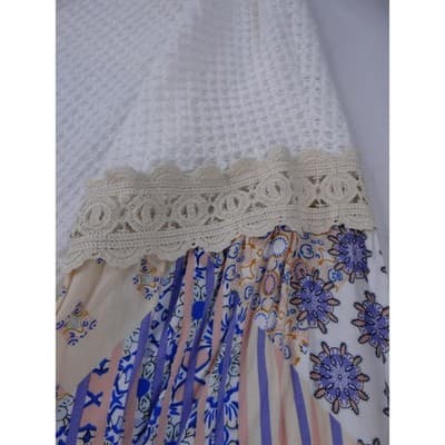 TRESICS White Waffle Knit Crochet Lace Patchwork Sleeve Sweater Women - Thumbnail 5