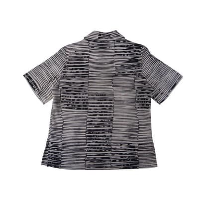 Vintage Alia Petites Women Size 8 Button Down Short Sleeve Striped Blouse Top - Thumbnail 6