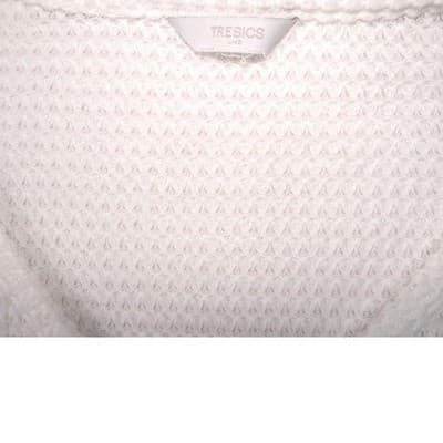 TRESICS White Waffle Knit Crochet Lace Patchwork Sleeve Sweater Women - Thumbnail 2