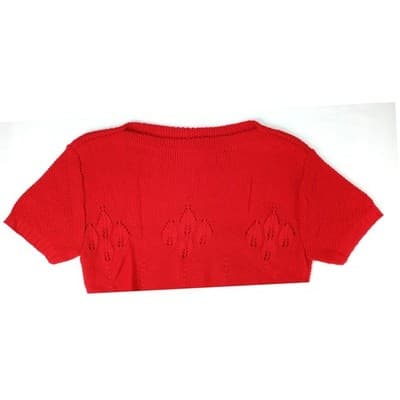 Vintage Barry & Me Red Knit Cropped Short Sleeve Sweater Women USA Made - Thumbnail 4