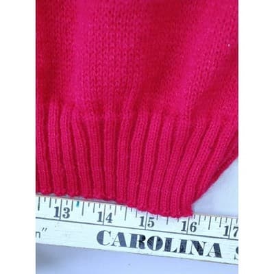 Vintage Justin Allen Women's Bright Pink Over-Sized Knit Sweater Made in USA - Thumbnail 9