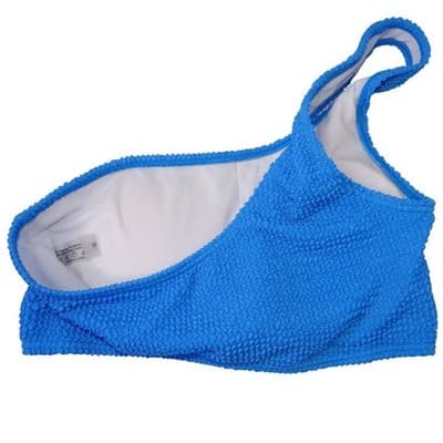 Blue Textured One Shoulder Bikini Swimsuit Set Women's Size Medium - Thumbnail 3