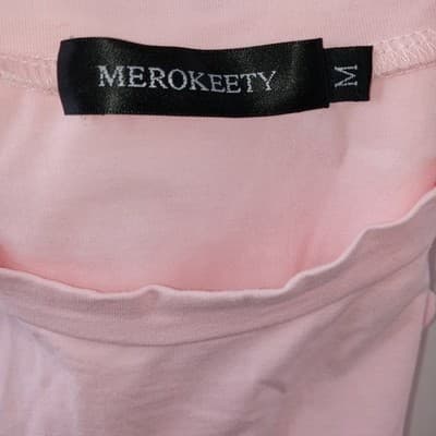 MEROKEETY Pink Short Sleeve Ruched Knot Front Midi Dress Size M - Thumbnail 2