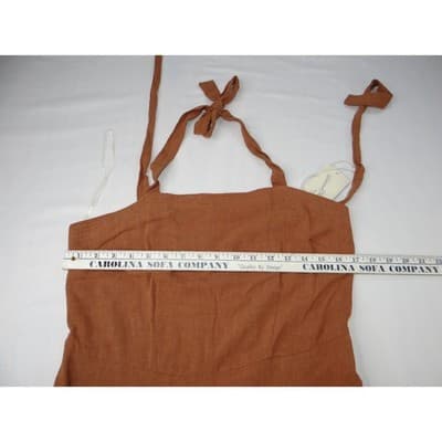 NWT-Universal Thread Women Brown Wide Leg Jumpsuit Smocked Tie Neck Size M - Thumbnail 6