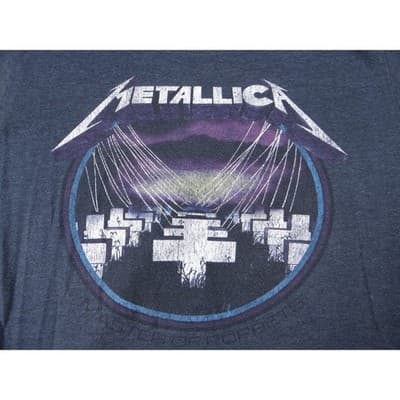 Metallica Master of Puppets T Shirt Dark Blue Graphic Tee - Thumbnail 2