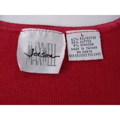 Vintage Jamell Jaso Women's Red Square Neck Short Sleeve T-Shirt Top Size L - Thumbnail 2