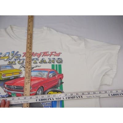 White Gildan Ultra Cotton 64 1/2 The 1st of The First Mustang T Shirt Size 2XL - Thumbnail 11