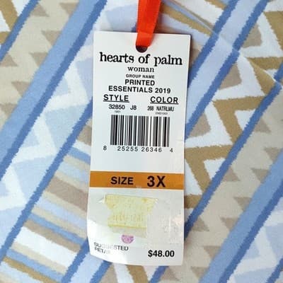 Hearts of Palm Woman 3X 3X Printed Essentials 2019 Top 34 Sleeve Geometric - Thumbnail 3