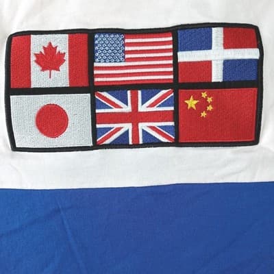 Black Pyramid Sport TShirt Mens XXXL White Blue Red Color Block Flag Patch - Thumbnail 5
