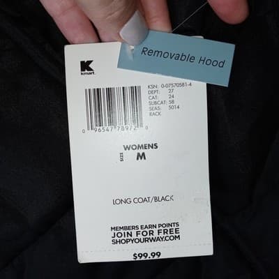 NWT Vintage Womens Black Quilted Long Coat Removable Hood Faux Fur Trim Medium - Thumbnail 10