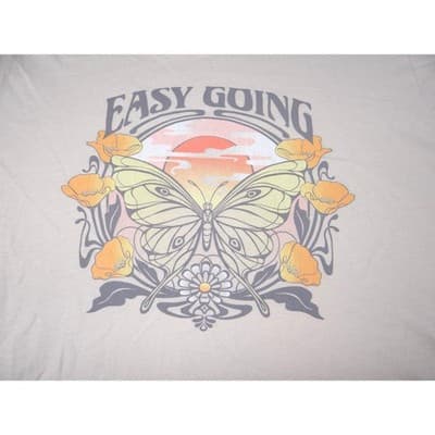 Old Navy Easy Going Butterfly Sunset Graphic T Shirt Women's Size Small Cream - Thumbnail 3