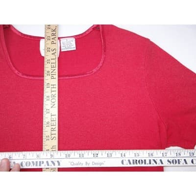 Vintage Jamell Jaso Women's Red Square Neck Short Sleeve T-Shirt Top Size L - Thumbnail 4