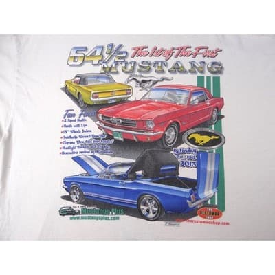 White Gildan Ultra Cotton 64 1/2 The 1st of The First Mustang T Shirt Size 2XL - Thumbnail 4