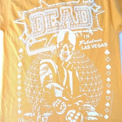 Gildan Dead in Fabulous Las Vegas Skull Dice Graphic Tee Shirt Mens Size Medium - Thumbnail 4