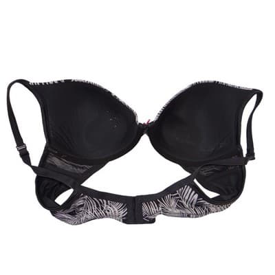 Cacique Black White Tropical Palm Leaf Print Underwire Plunge Bra 44B - Thumbnail 3