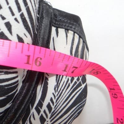 Cacique Black White Tropical Palm Leaf Print Underwire Plunge Bra 44B - Thumbnail 4
