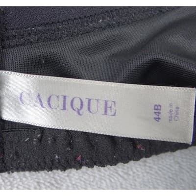 Cacique Black White Tropical Palm Leaf Print Underwire Plunge Bra 44B - Thumbnail 2
