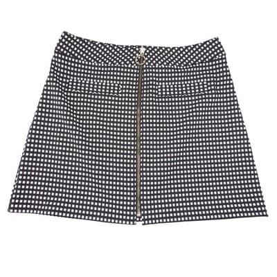 Express Womens Size 8 Black White Checkered Grid Mini Skirt Exposed Back Zipper - Thumbnail 3