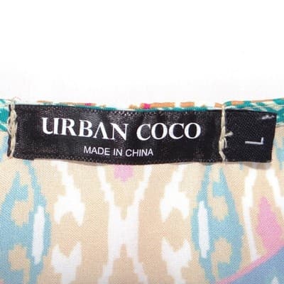 Urban Coco Womens Teal Pink Geometric Boho Tassel Tunic Dress Size L - Thumbnail 2