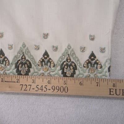 Chicos Pull On Capri Pants Cream Beaded Embroidered Hem Womens Size 1.5 US 10 - Thumbnail 13