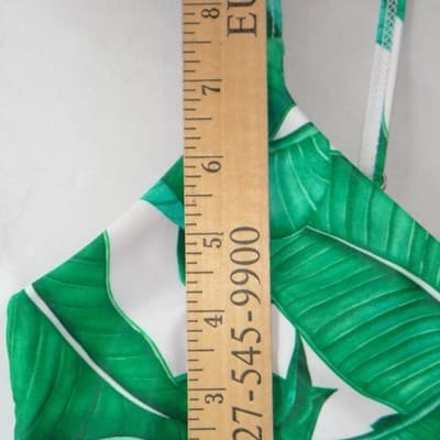 Unbranded Tropical Banana Leaf Print High Waisted Bikini Set Green White Medium - Thumbnail 5