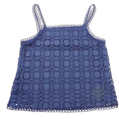 NWT-Skies Are Blue Navy Blue Geometric Eyelet Lace Tank Top Camisole Small - Thumbnail 5