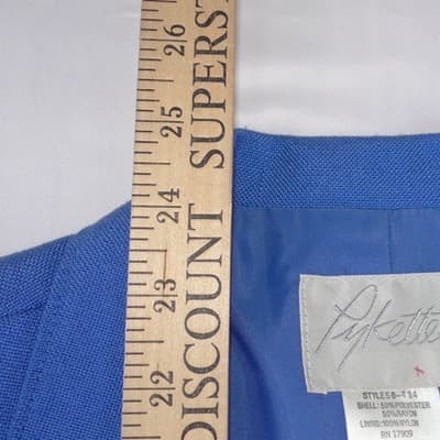 Pykettes Vintage Royal Blue Skirt Suit Set Blazer Mini Skirt Made in Japan 12 - Thumbnail 6