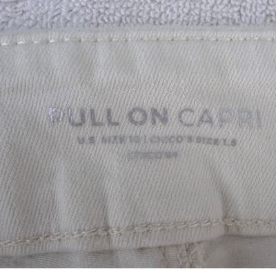 Chicos Pull On Capri Pants Cream Beaded Embroidered Hem Womens Size 1.5 US 10 - Thumbnail 3