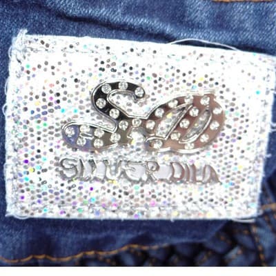 Silver Diva Womens Y2K High Waist Bermuda Denim Shorts Dark Wash Braided Size 7 - Thumbnail 5