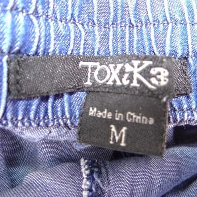 ToxiK3 Womens Blue Chambray Drawstring Shorts High Rise Elastic Waist Size M - Thumbnail 2