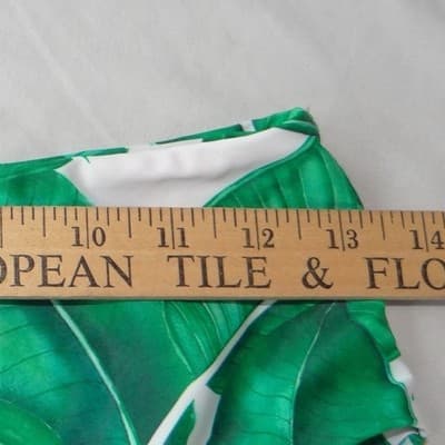Unbranded Tropical Banana Leaf Print High Waisted Bikini Set Green White Medium - Thumbnail 8