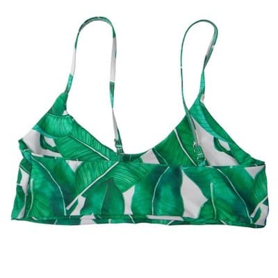 Unbranded Tropical Banana Leaf Print High Waisted Bikini Set Green White Medium - Thumbnail 3