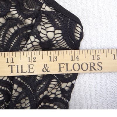 Papaya Womens Black Floral Lace High Neck Crop Top Spaghetti Strap Medium - Thumbnail 5