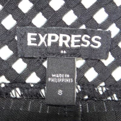 Express Womens Size 8 Black White Checkered Grid Mini Skirt Exposed Back Zipper - Thumbnail 2
