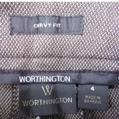 Worthington Curvy Fit Straight Leg Dress Pants Brown Textured Trousers Womens 4 - Thumbnail 2