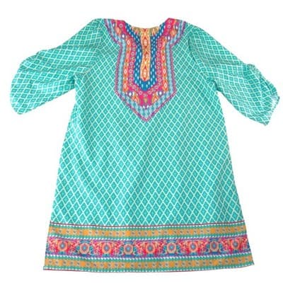 Urban Coco Womens Teal Pink Geometric Boho Tassel Tunic Dress Size L - Thumbnail 3