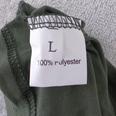Womens Olive Green Short Sleeve Crew Neck Polyester Crop Top Tee Size Large - Thumbnail 2